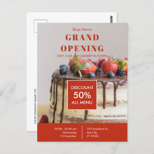 Cake Bakery Small Business Grand Opening Postcard