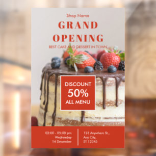 Cake Bakery Small Business Grand Opening  Window Cling