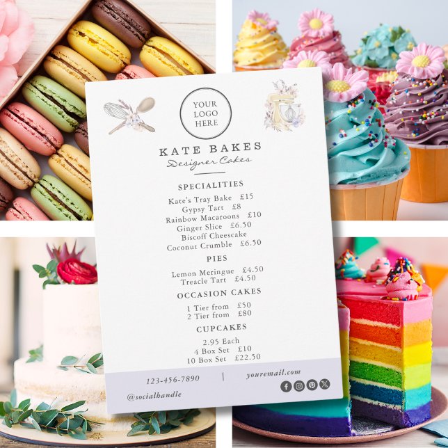 Cake Bakery Your Own Logo Cafe Menu Price List (Creator Uploaded)