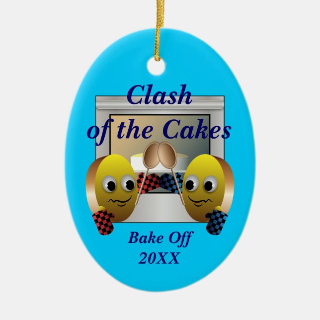 Cake Baking Contest Ceramic Tree Decoration (Front)