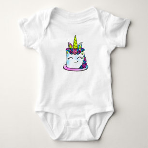 Cake birthday baby bodysuit