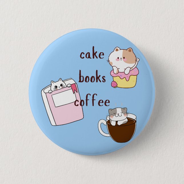 Cake Books Coffee 6 Cm Round Badge (Front)