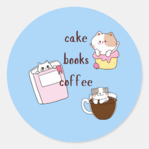 Cake Books Coffee Classic Round Sticker