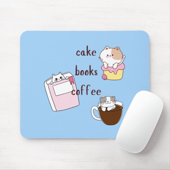 Cake Books Coffee Mouse Mat (With Mouse)