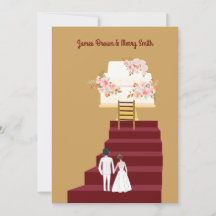 Cake Bride and Groom Red Stairs Wedding