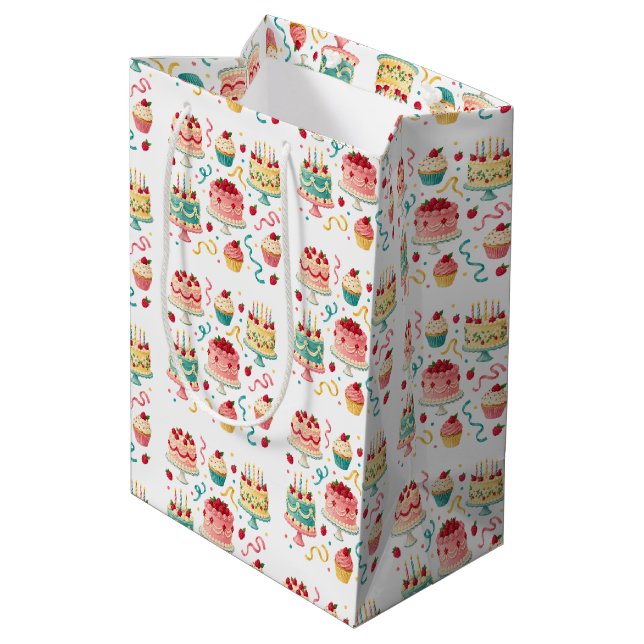 Cake & Candle Birthday Medium Gift Bag (Back Angled)