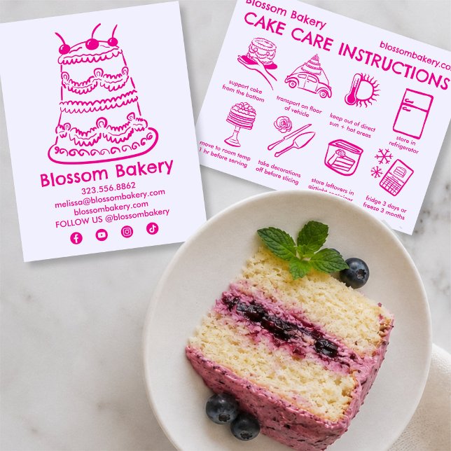 Cake Care Card Instructions Bakery Wedding Bday (Cake Care Card Instructions Bakery Wedding Birthday Cake 
)