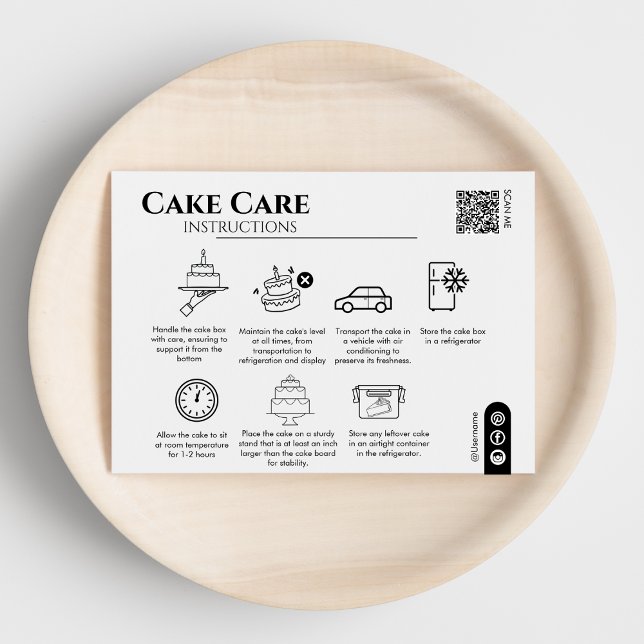 Cake Care Instructions Qr Code Add Your Logo Card (Cake Care Instructions Qr Code Add Your Logo Note Card)