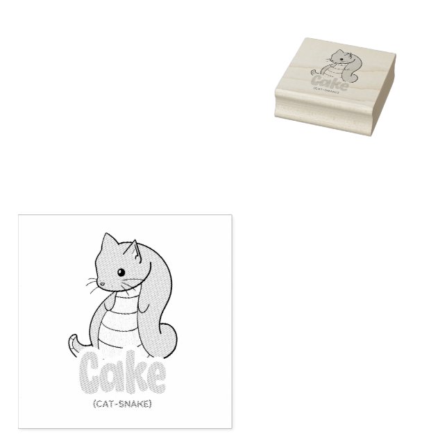Cake (Cat + Snake) Cute Stamp with Ink (Stamped)