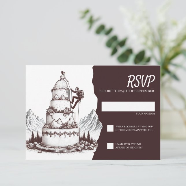 Cake Climbers Wedding RSVP Card (Standing Front)