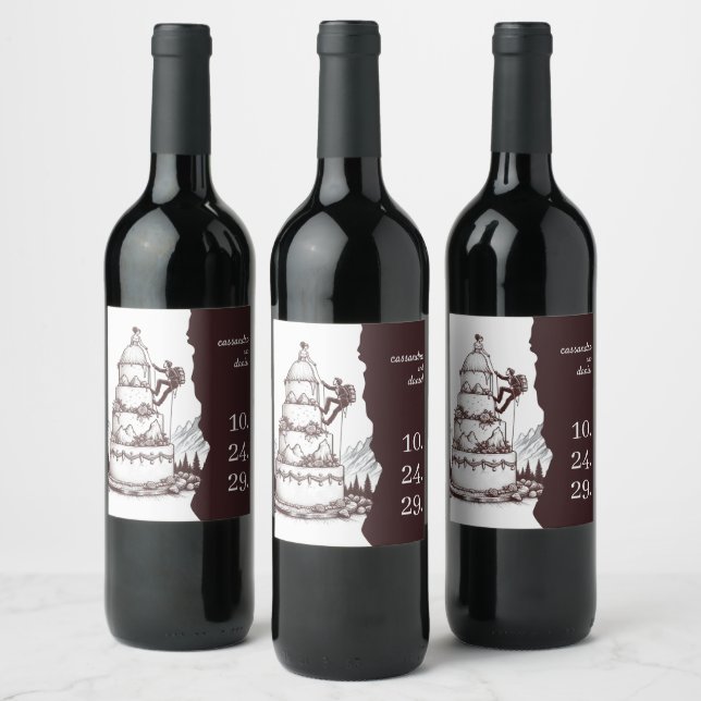 Cake Climbers Wedding Wine Label (Bottles)