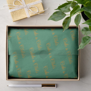 'Cake & Clubs' Rich Green Tee Box Green & Orange Tissue Paper