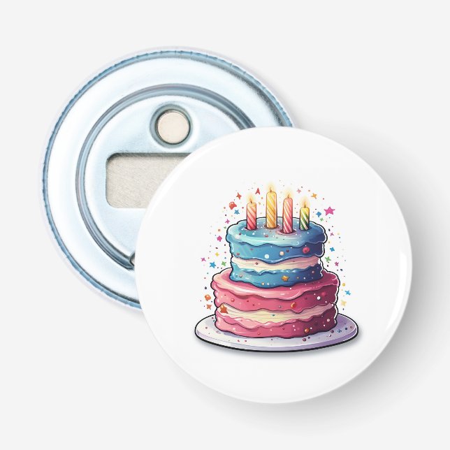 Cake, colourful cake design bottle opener (Front)