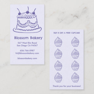 Cake Cupcake Bakery Dessert Catering Rewards Loyalty Card