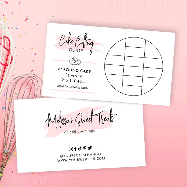 Cake Cutting Guide 6" Round Cake 2x1" Portions Enclosure Card (6 inch round cake cutting guide for wedding cakes)