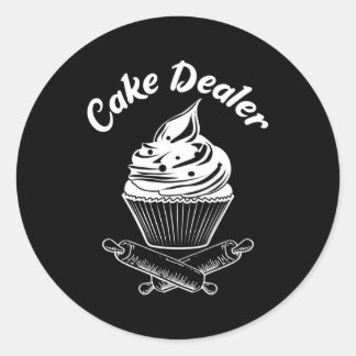 Cake Dealer Cupcake Baker Baking Love Kitchen Classic Round Sticker