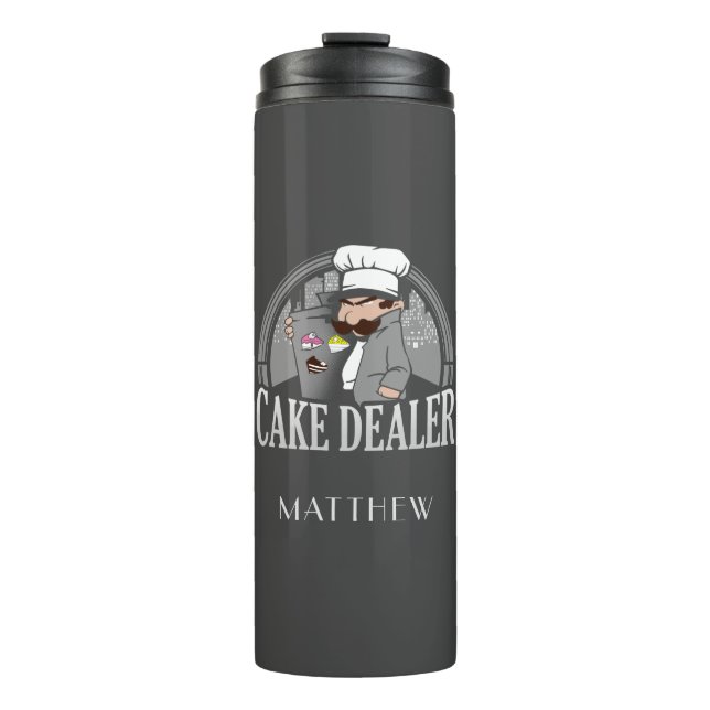 Cake Dealer Funny Bakery Owner Personalised Thermal Tumbler (Front)