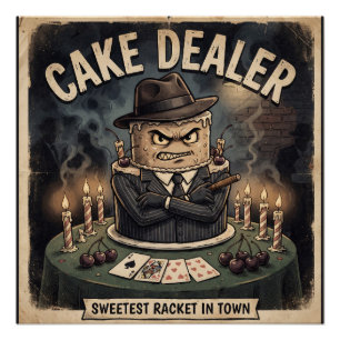 "CAKE DEALER" Mobster Cake Design Poster