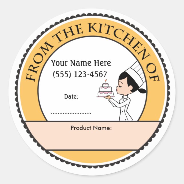 Cake Decor Personalised Baking Sale Labels (Front)