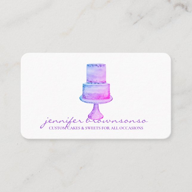 Cake Decor Simple Pastry pink purple Business Card (Front)