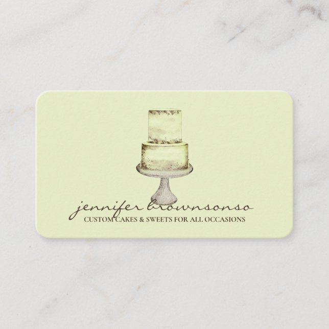 Cake Decor Simple Pastry yellow Business Card (Front)