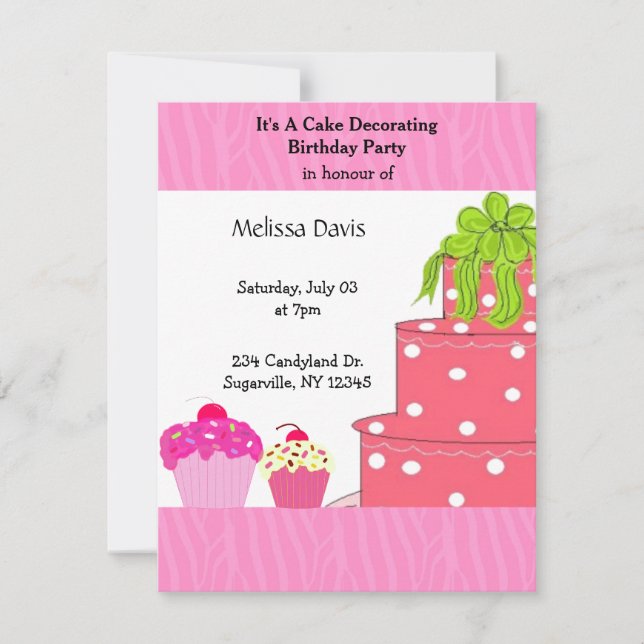 Cake Decorating Birthday Party Invitation (Front)