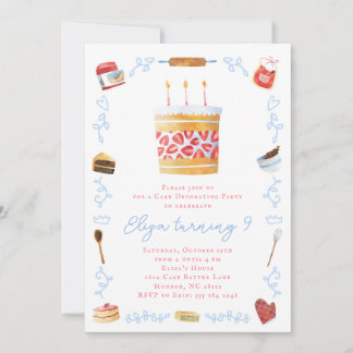 Cake Decorating Invitation - Baking Birthday Party