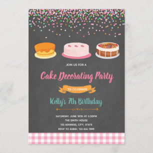 Cake decorating party invitation