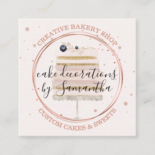 CAKE decoration Event Planner Wedding Sweets party Square Business Card (Front)