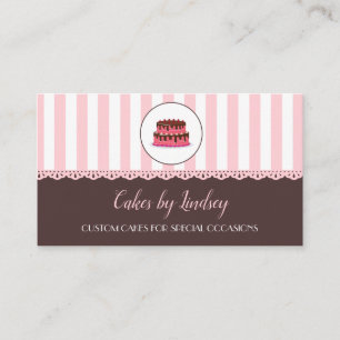 Cake Decorator PINK BROWN Bakery CUTE Business Card