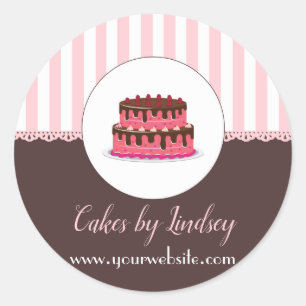 Cake Decorator PINK BROWN Bakery CUTE Classic Round Sticker