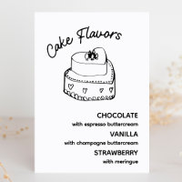 Cake Flavours Modern Minimalist Wedding Sign 