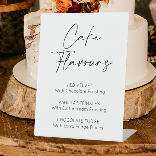 Cake Flavours Wedding Events Pedestal Sign (Cake flavours wedding sign)