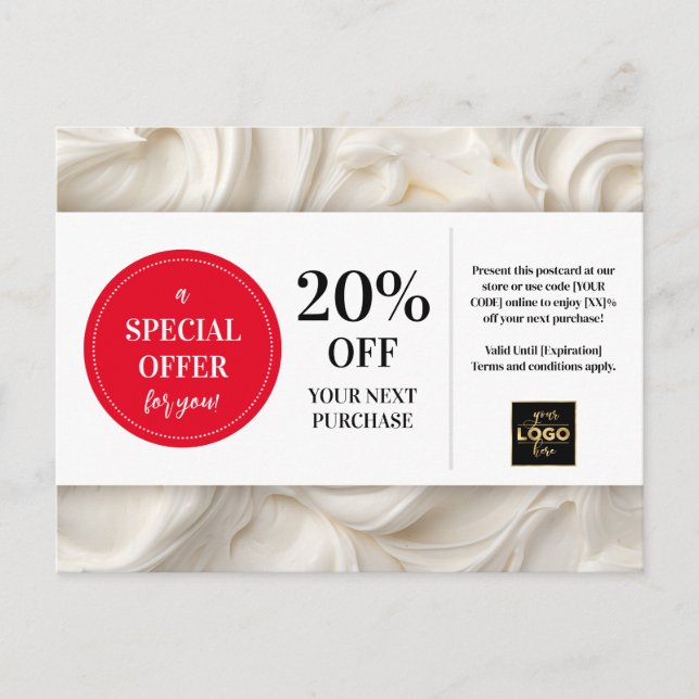 Cake Frosting Bakery Baker Custom Coupon Discount Postcard (Front)