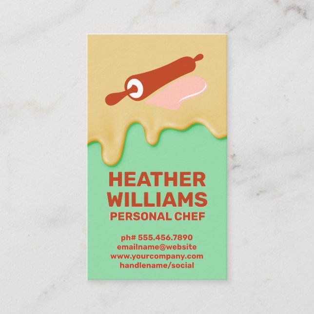 Cake Frosting | Rolling Pin Logo Business Card (Front)
