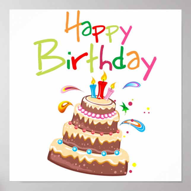 Cake Happy Birthday Poster (Front)