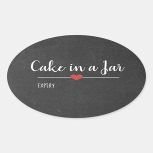 Cake in a Jar black chalkboard custom Classic  Oval Sticker