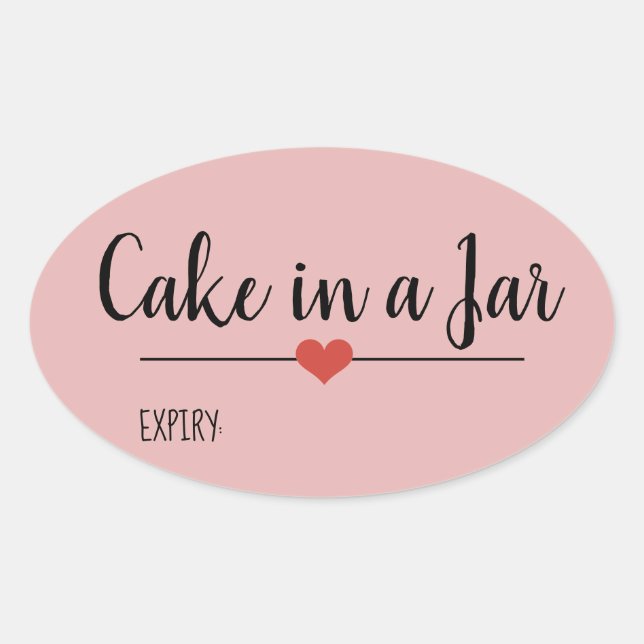 Cake in a jar blush pink oval sticker (Front)
