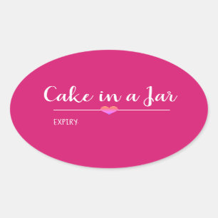 Cake in a Jar blush pink script custom Oval Sticke Sticker