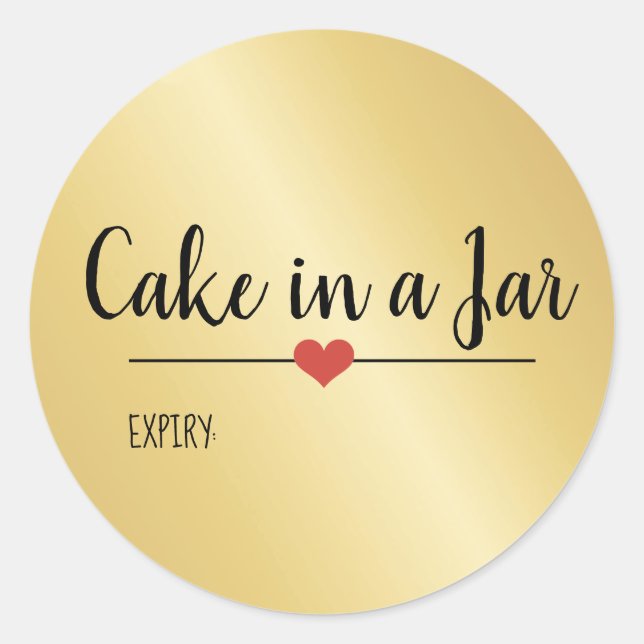Cake in a jar gold holiday classic round sticker (Front)