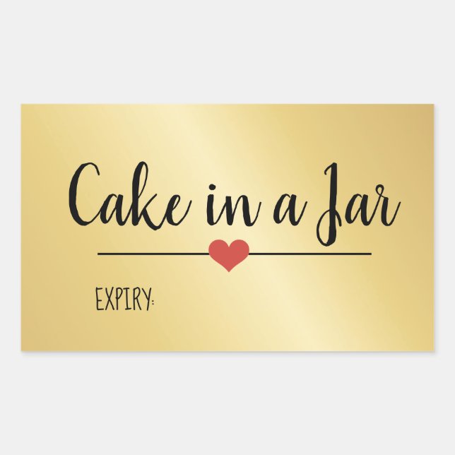 Cake in a jar gold holiday rectangular sticker (Front)