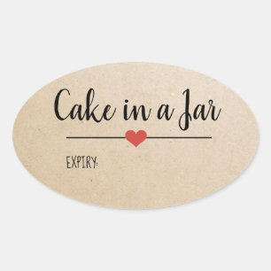 Cake in a Jar kraft script custom  Oval Sticker