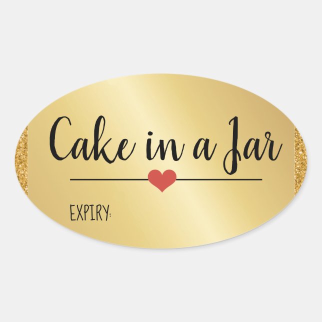 Cake in a jar modern gold glitter holiday oval sticker (Front)