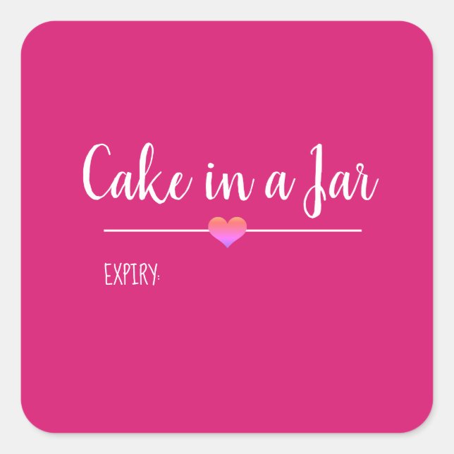 Cake in a Jar pink script Square Sticker (Front)