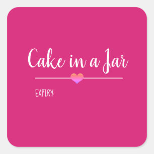 Cake in a Jar pink script Square Sticker