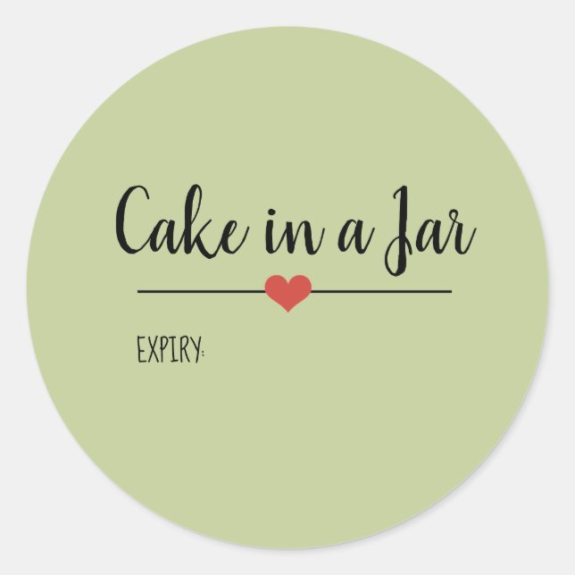 Cake in a Jar sage green Classic Round Sticker (Front)