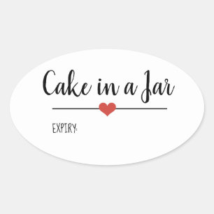 Cake in a Jar white script custom Oval Sticke Oval Sticker