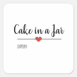 Cake in a Jar white script  Square Sticker