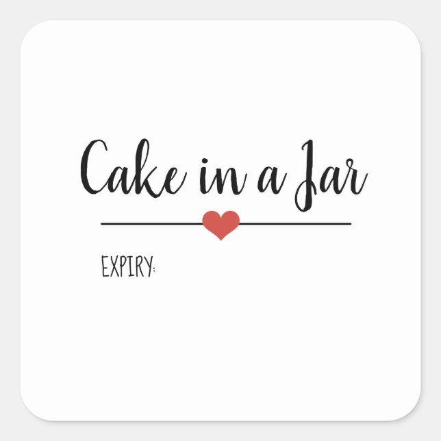 Cake in a Jar white script  Square Sticker (Front)