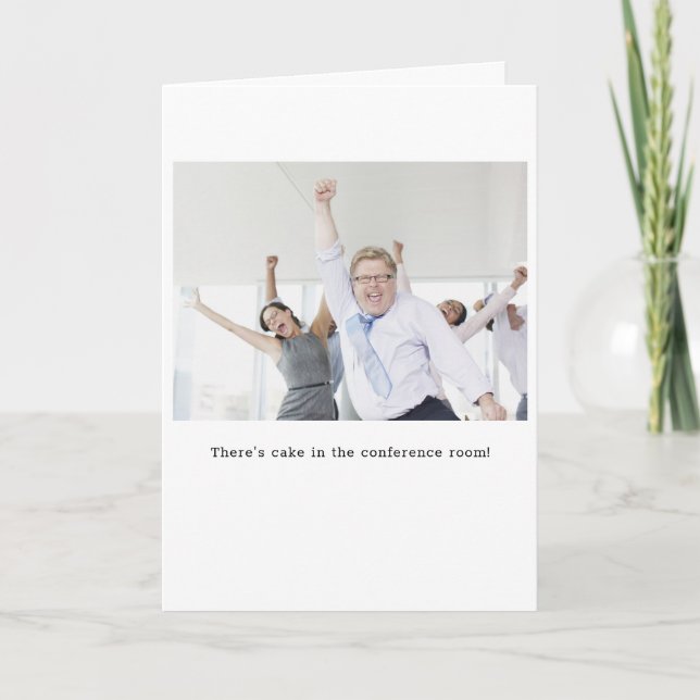 Cake in Conference Room Birthday Card (Front)